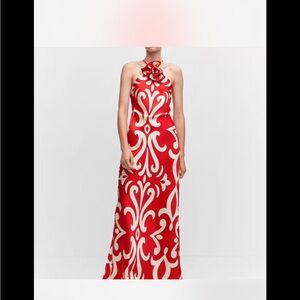 Chic Red and White Floral Maxi Dress
